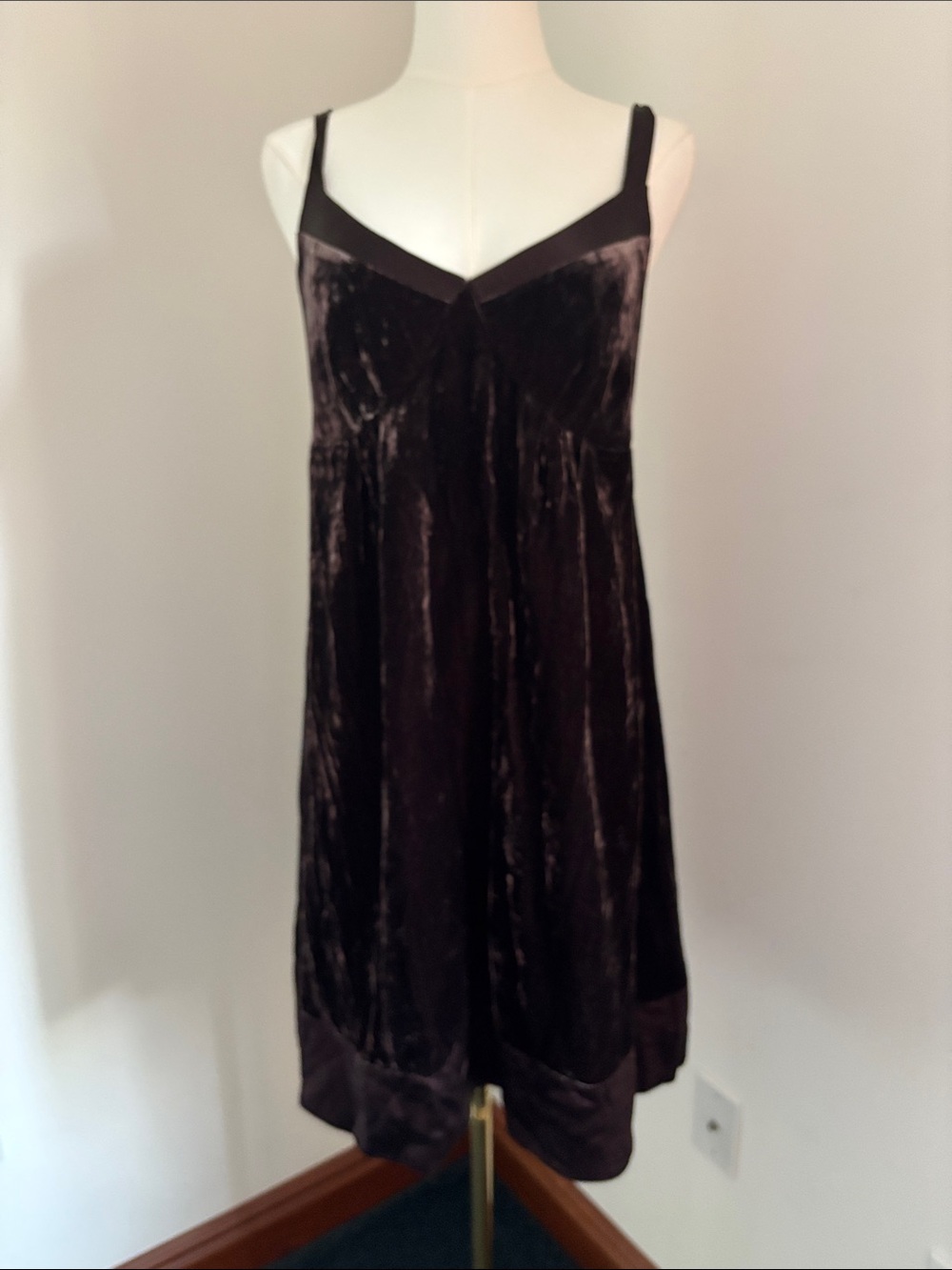 GAP Velvet Midi Slip Dress in Dark Brown